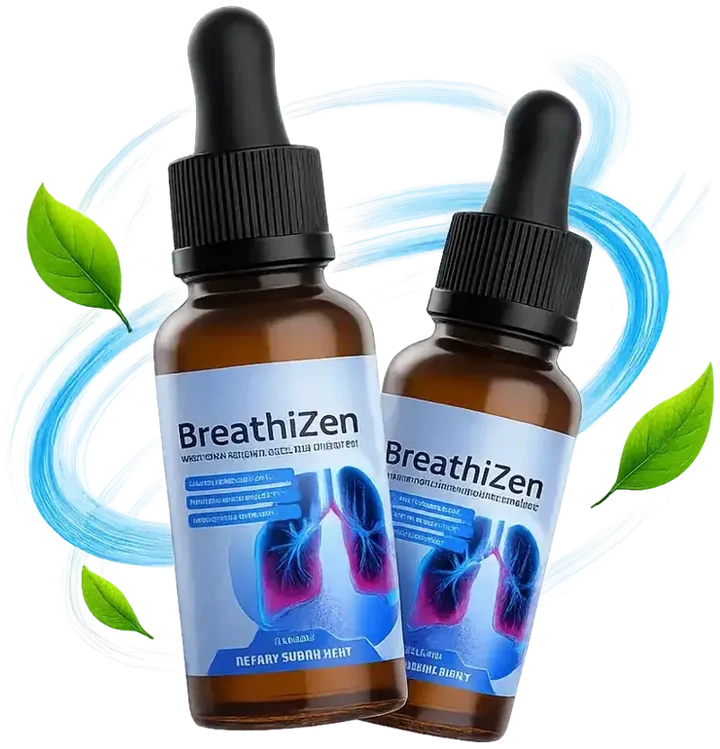Two bottles of BreathiZen oral spray for breathing and lung support